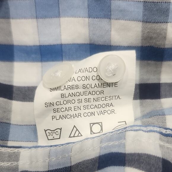 Classic Blue and White Plaid Men's Shirt - Picture 12 of 13